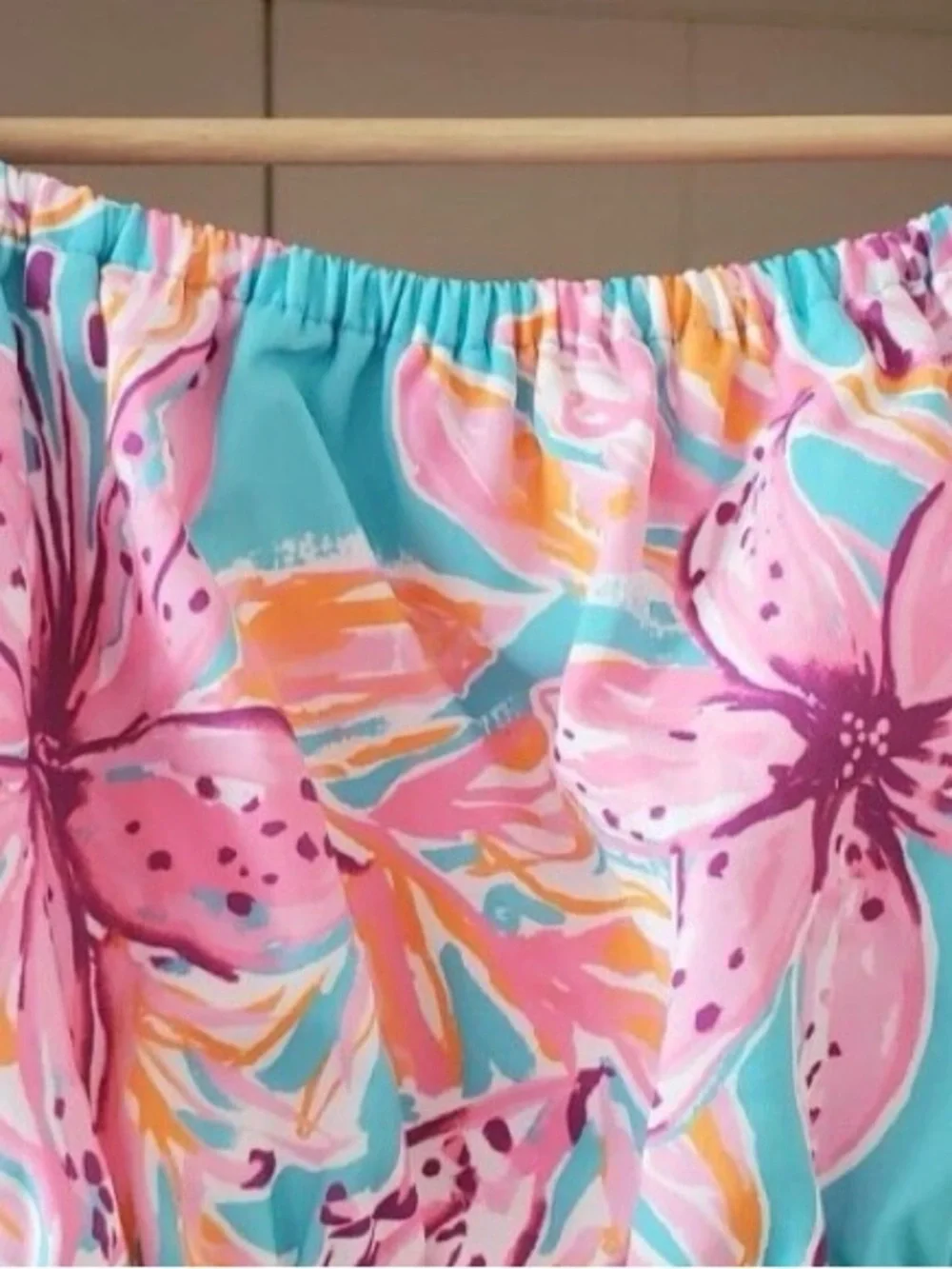 NWOT Lilly Pulitzer Esmeray Top Surf Blue Bonita Blooms Pink Size Extra Small